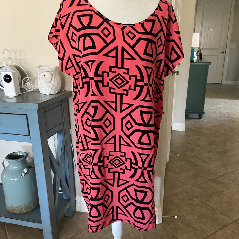 Coral & Black Dress